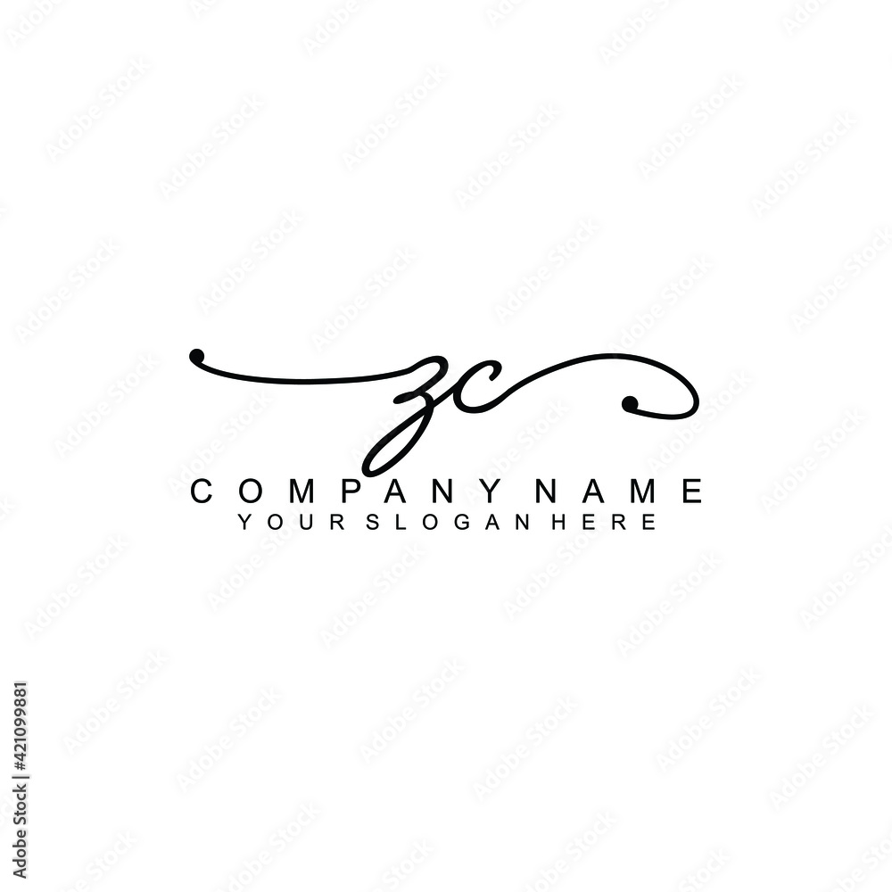 ZC beautiful Initial handwriting logo template ZC beautiful Initial handwriting logo template
