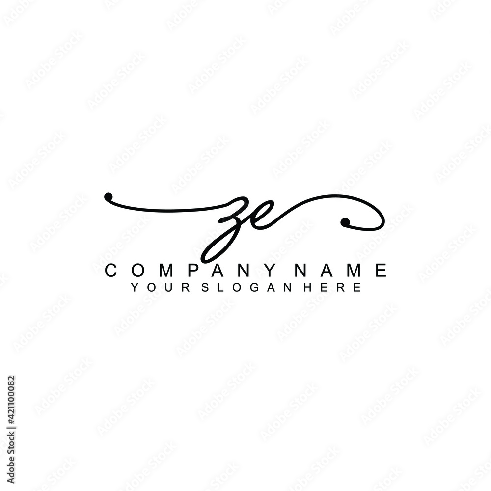 ZE beautiful Initial handwriting logo template ZE beautiful Initial handwriting logo template