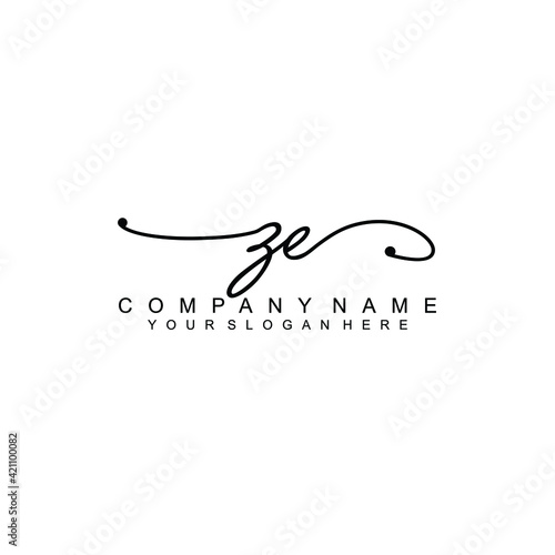 ZE beautiful Initial handwriting logo template
