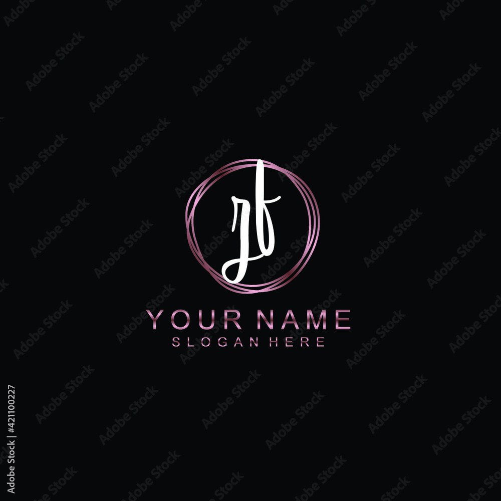 ZF beautiful Initial handwriting logo template ZF beautiful Initial handwriting logo template