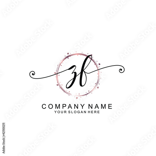 ZF beautiful Initial handwriting logo template