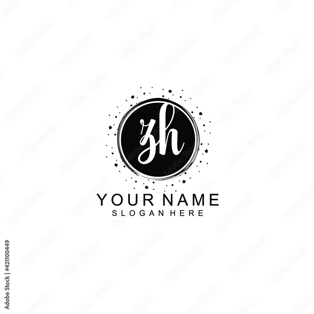 ZH beautiful Initial handwriting logo template ZH beautiful Initial handwriting logo template