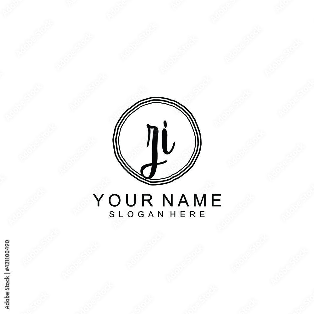 ZI beautiful Initial handwriting logo template ZI beautiful Initial handwriting logo template