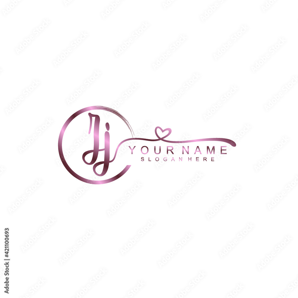 ZJ beautiful Initial handwriting logo template