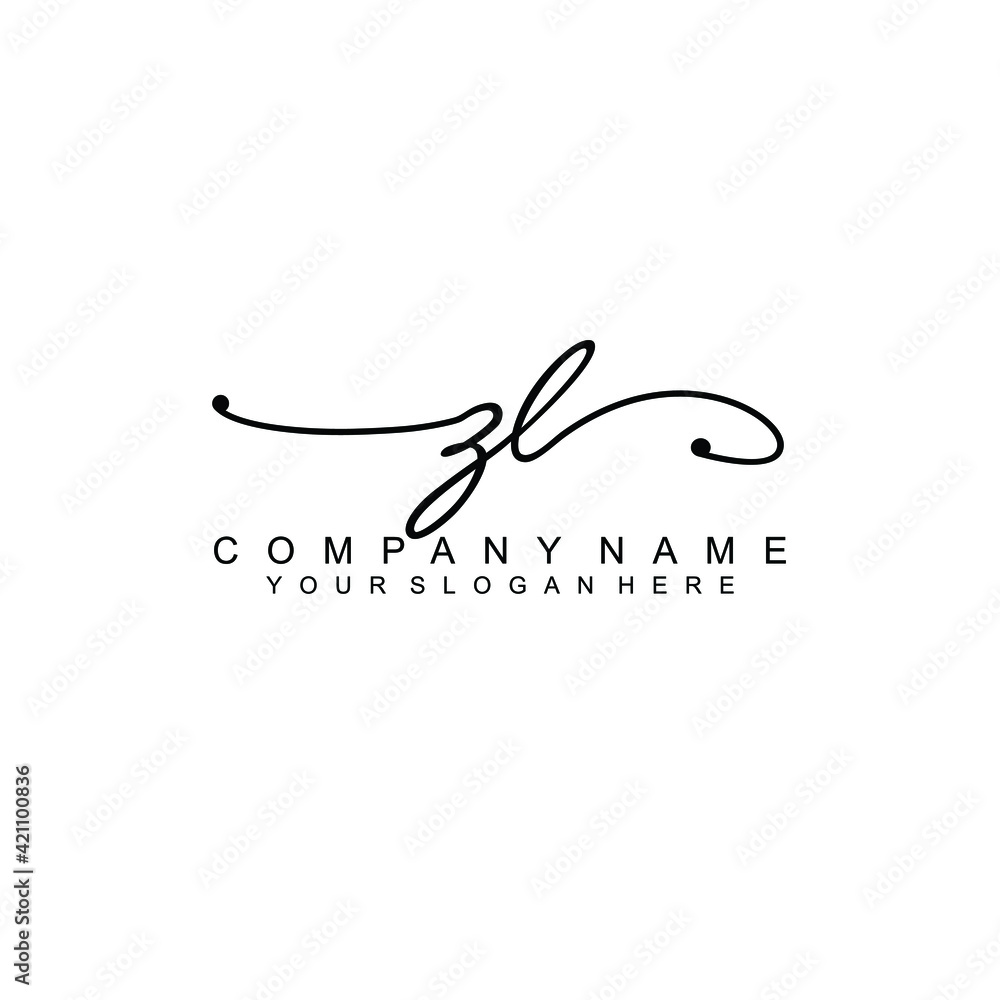 ZL beautiful Initial handwriting logo template ZL beautiful Initial handwriting logo template