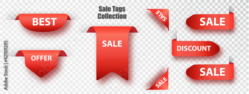 Red ribbon of price tag