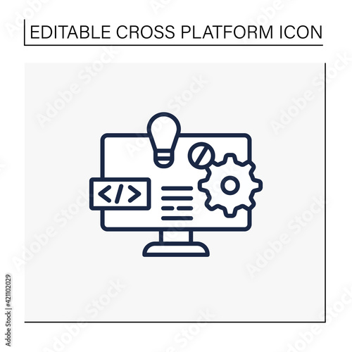 Software platform line icon. Programming environment. Platform for creating new operating systems. New idea. Digitalization concept. Isolated vector illustration.Editable stroke