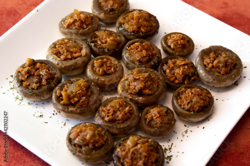Textured Soy Stuffed Mushrooms