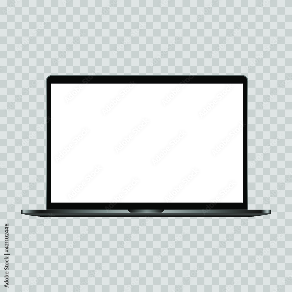 Laptop with blank screen, isolated on transparent background. Vector illustration. Laptop with blank screen, isolated on transparent background. Vector illustration.