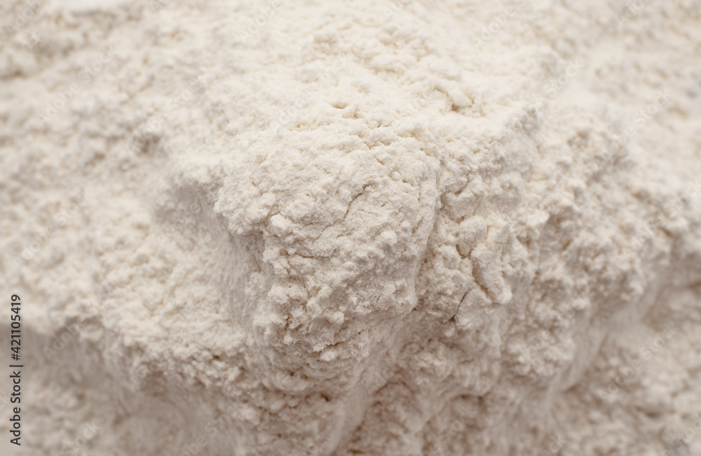 Wheat flour. Flour close-up. Baking Ingredient