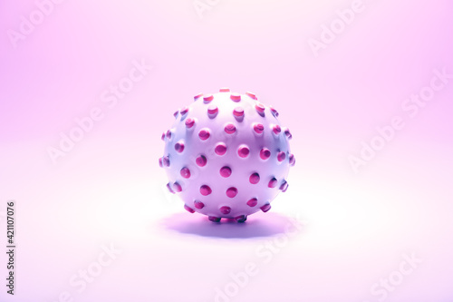 Concept image of the coronavirus on a pink background  tinted in light pink