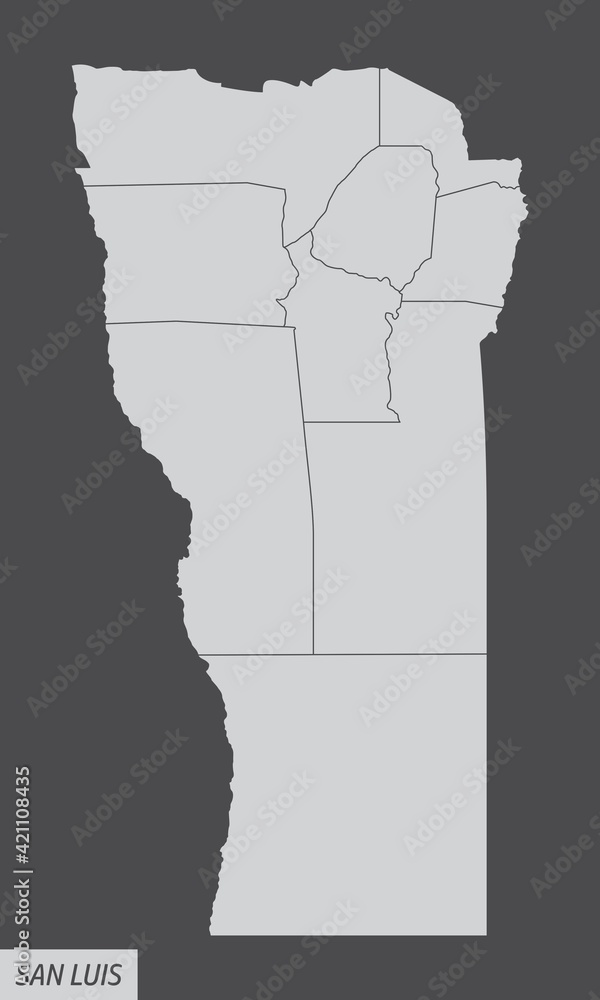 San Luis province administrative map