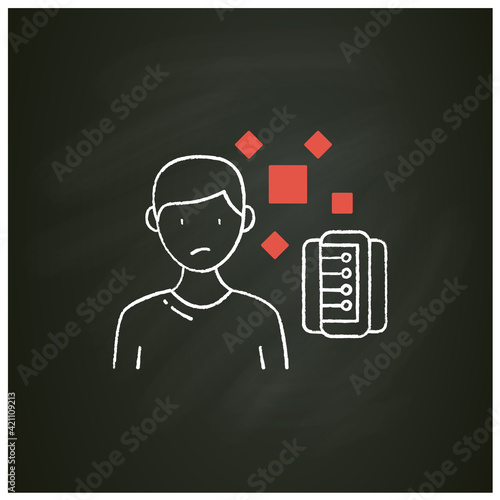 Unrelated Information chalk icon. Pieces of unrelated info. Contamination information space supply with irrelevant info. Isolated vector illustration on chalkboard