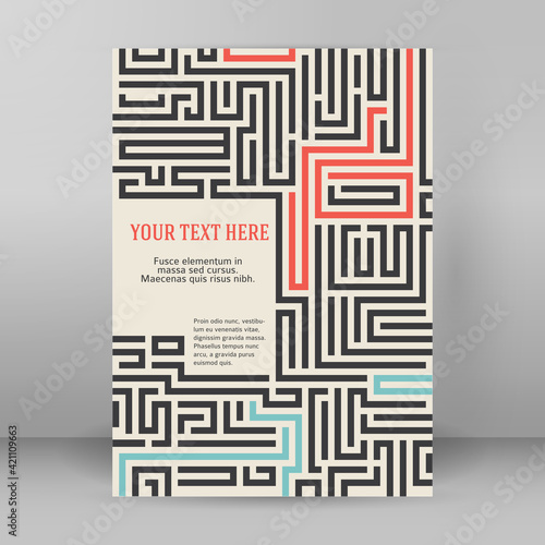 Abstract vector background design with maze mosaic texture. Good cover for book on psychology, creative problem solving, logical thinking, study of human relations