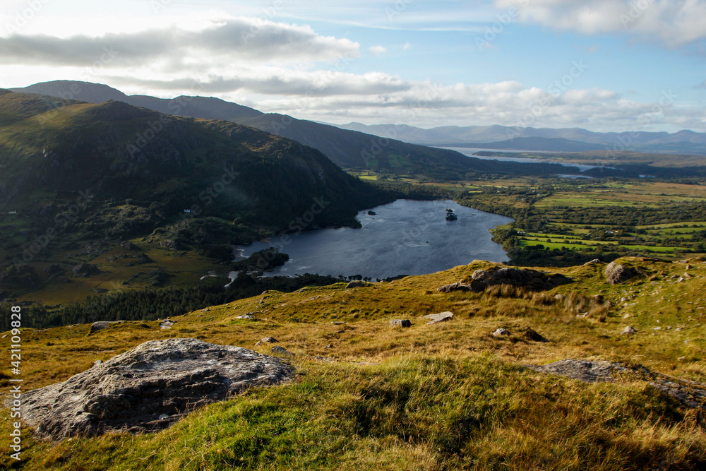 View from Healy Pass towards Glanmore Lake, County Cork, Ireland View from Healy Pass towards Glanmore Lake, County Cork, Ireland