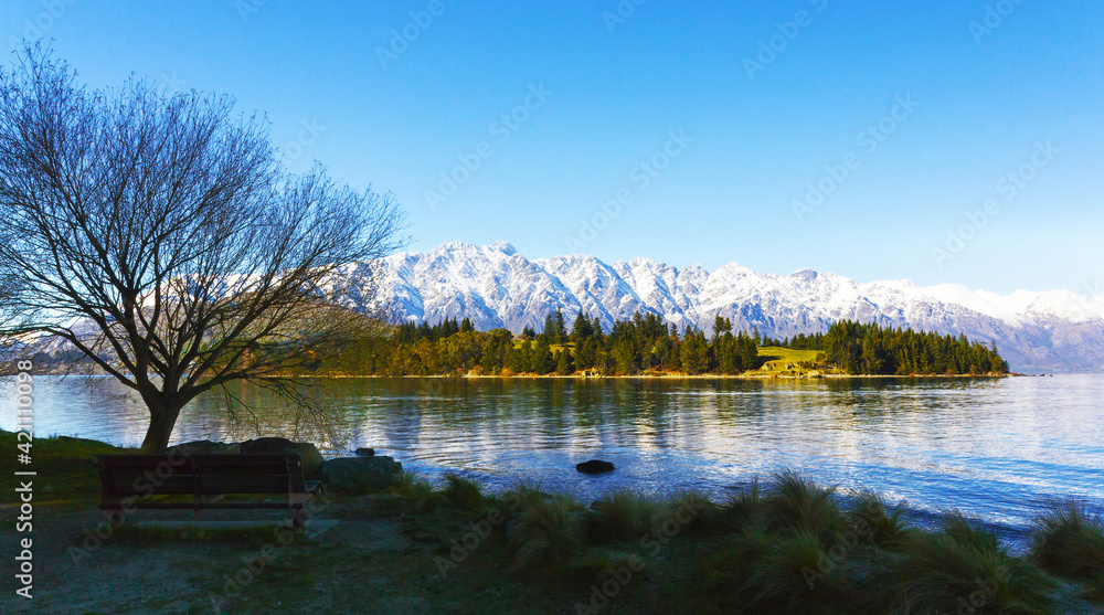 Beautiful Landscape of Lake Wakatipu Queenstown New Zealand