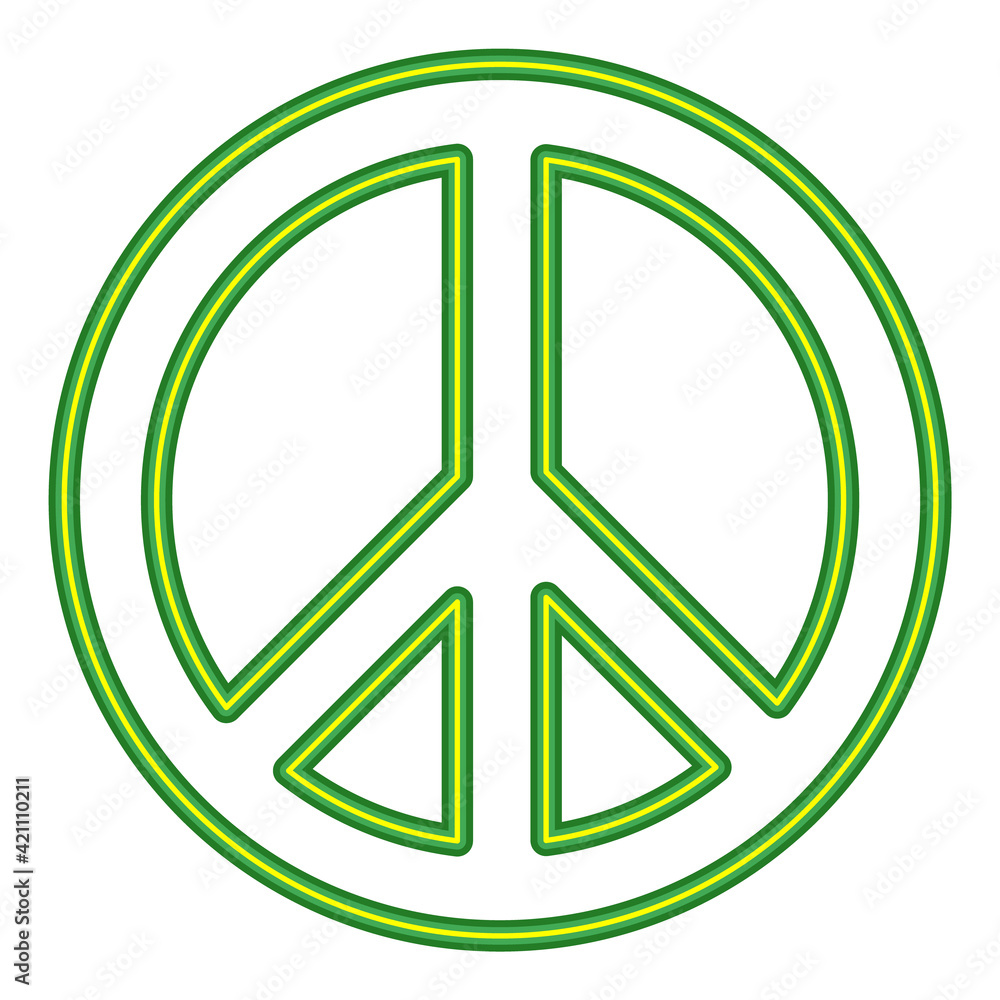 Peace symbol in green neon. Vectorized design. Peace symbol in green neon. Vectorized design.
