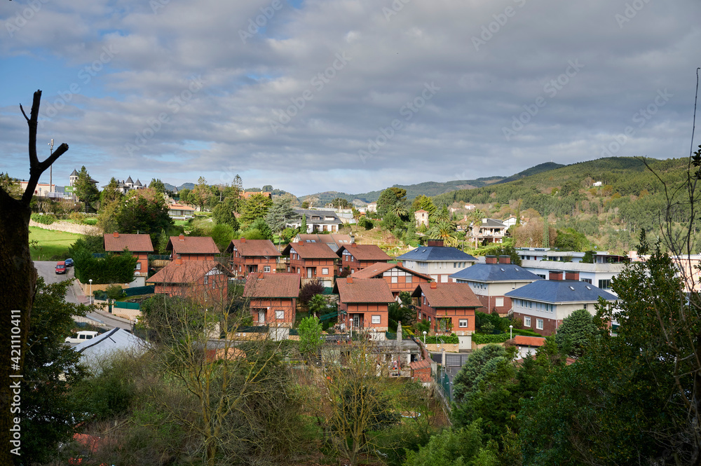 View of little houses in the residential area View of little houses in the residential area