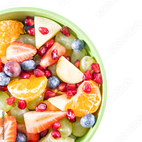 Portion fruit salad in a bowl . Healthy meal
