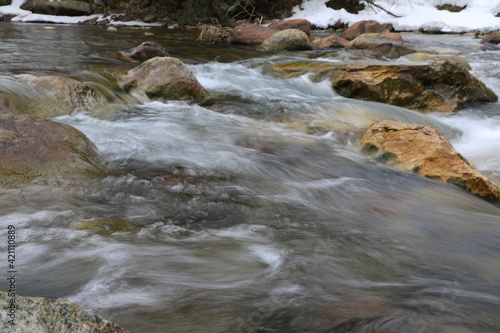 Fast flowing river water