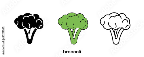 Broccoli icon design. Beetroot set in silhouette, colored and broccoli. Food icon line vector illustration isolated on a clean background for your web mobile application logo design. Modern line.