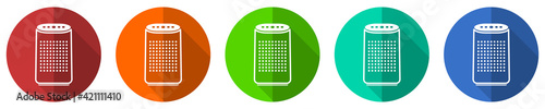 Air purifier, ionizer icon set, flat design vector illustration in 5 colors options for webdesign and mobile applications