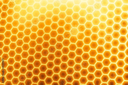 Background with honeycombs, pattern of honey.
