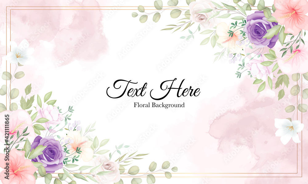 Beautiful hand drawn floral background with lovely flowers - obrazy, fototapety, plakaty 