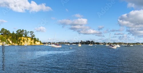 Landscape Scenery Boats Around Herald Island Wharf, Auckland New Zealand © Rangkong