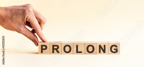 Obraz na plátně woman made word prolong with wood blocks