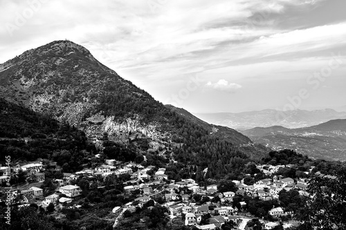 City Syvros on the mountainside on the island of Lefkada