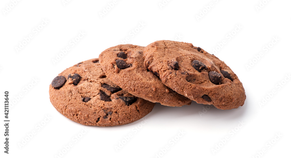 Chocolate chip cookie isolated on white background Chocolate chip cookie isolated on white background