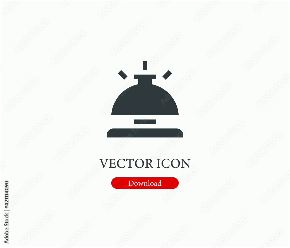 Reception bell vector icon. Editable stroke. Linear style sign for use on web design and mobile apps, logo. Symbol illustration. Pixel vector graphics - Vector Reception bell vector icon. Editable stroke. Linear style sign for use on web design and mobile apps, logo. Symbol illustration. Pixel vector graphics - Vector