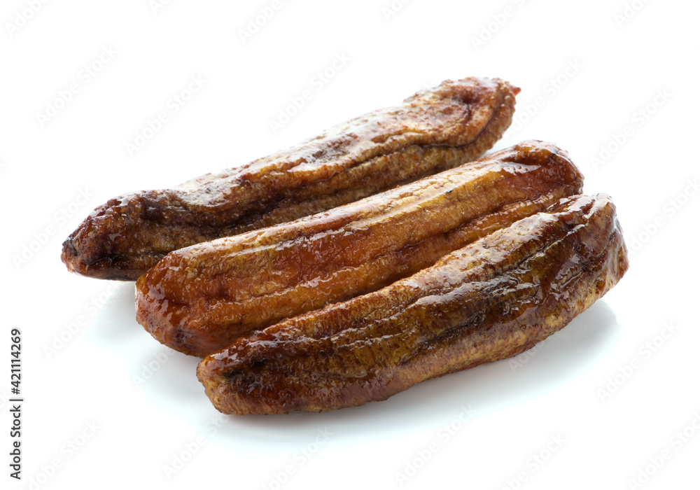 Dried bananas on white background Dried bananas on white background