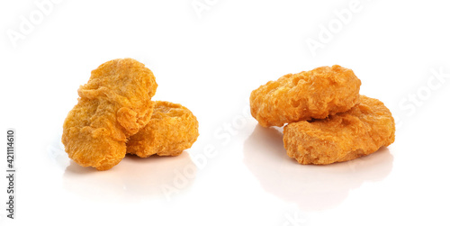 Fried chicken nuggets isolated on white background