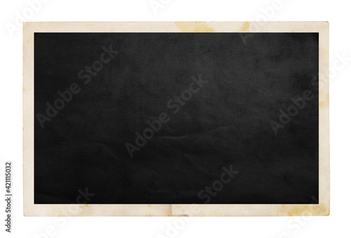 Old photo frame isolated on white. Vintage paper