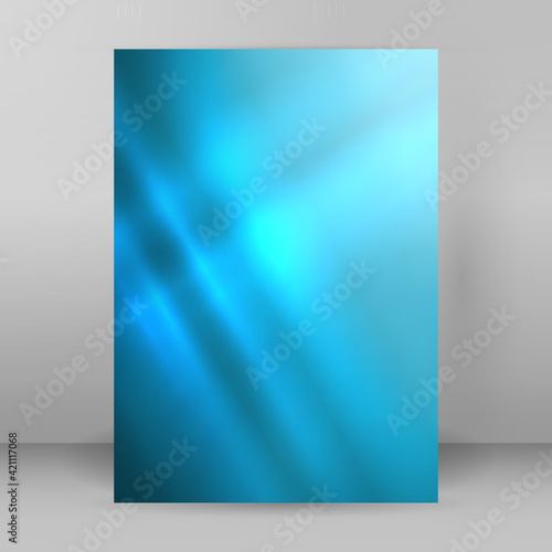 Blue background advertising brochure design elements. Blurry light glowing graphic form for elegant flyer. Blur illustration 10 for booklet layout, wellness leaflet, newsletters © Yuriy Bogdanov