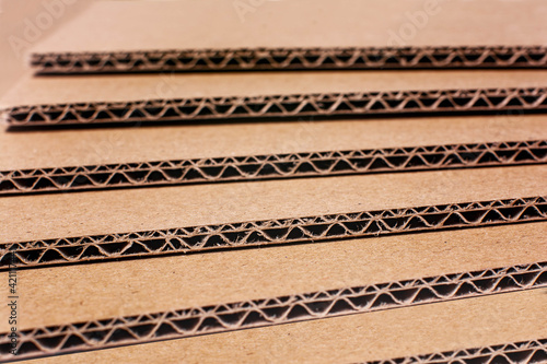 brown corrugated cardboard close-up macro