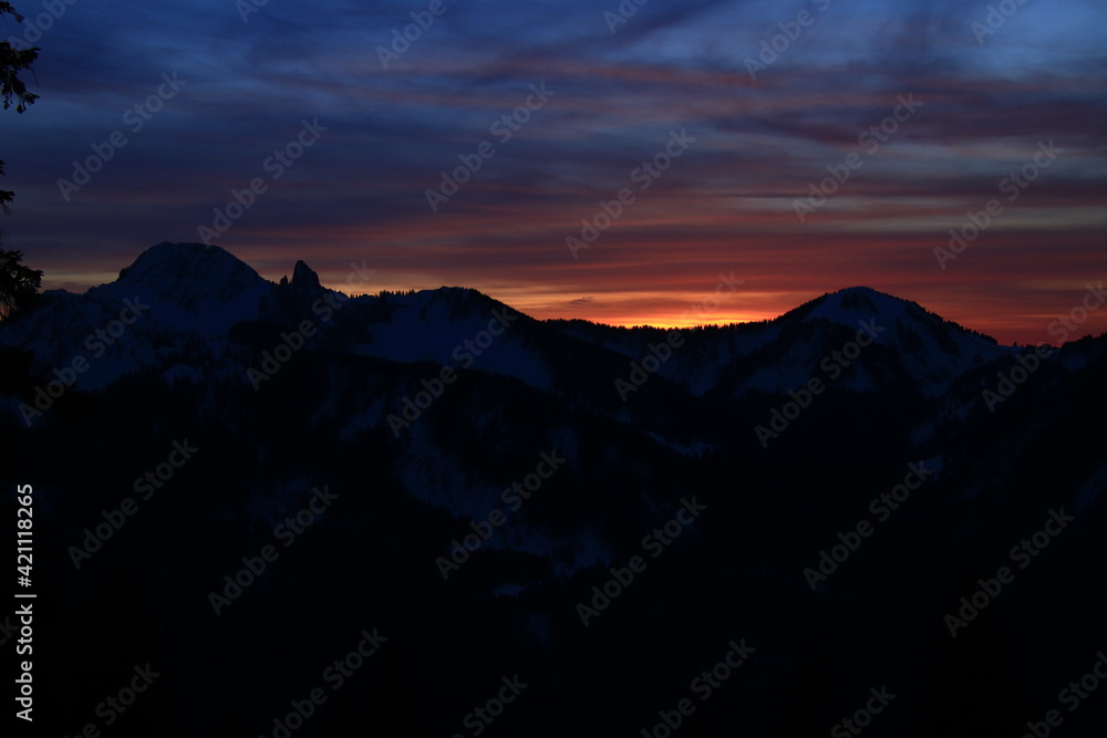 Sonnenuntergang an Blankenstein, Rißerkogl und Setzberg