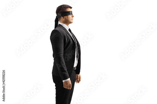 Tableau sur toile Businessman and businesswoman with blindfolds