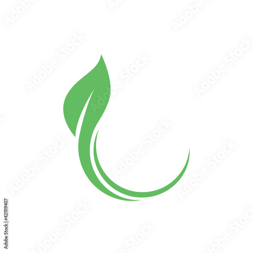 Green leaf ecology nature vector icon.
