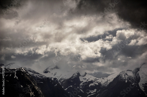 Dramatic sky over mountain range, Norway