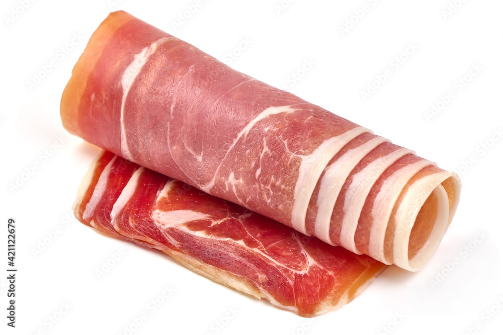 Jamon, jerked meat, isolated on white background. High resolution image Jamon, jerked meat, isolated on white background. High resolution image