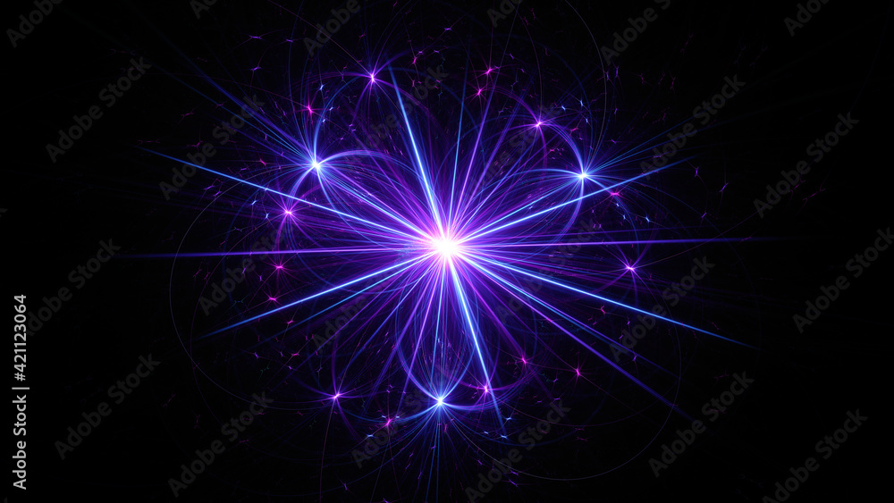 Fototapeta premium Abstract background, smooth multicolored lines on a black background.