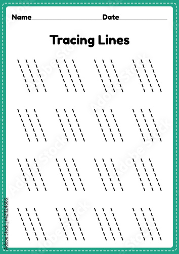 Tracing lines worksheet for kindergarten and preschool kids for educational activities in a printable illustration