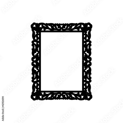 Rectangular elegant classic frame. Black silhouette. Vector illustration