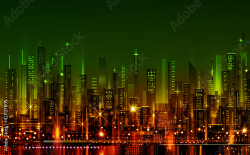 New York city. Illustration with architecture, skyscrapers, megapolis, buildings, downtown.
