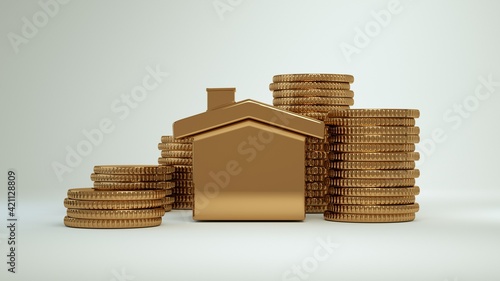 House mortgage loan buy sell price real estate investment money. 3D model.