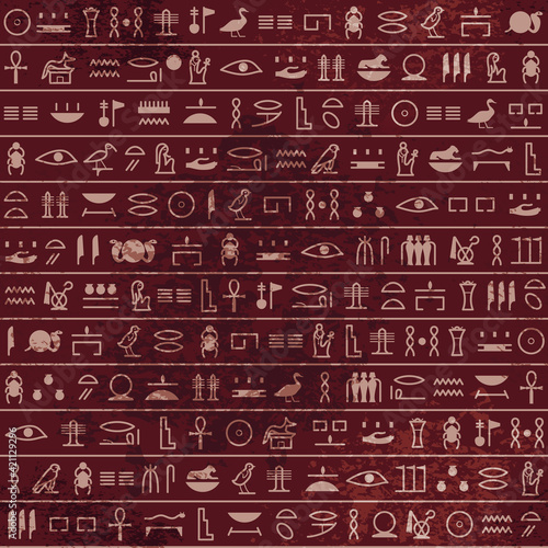 Hieroglyphs pattern Ancient egyptian seamless papyrus. Historical vector from Ancient Egypt. Old grunge manuscript with pharaoh and god symbols, script.