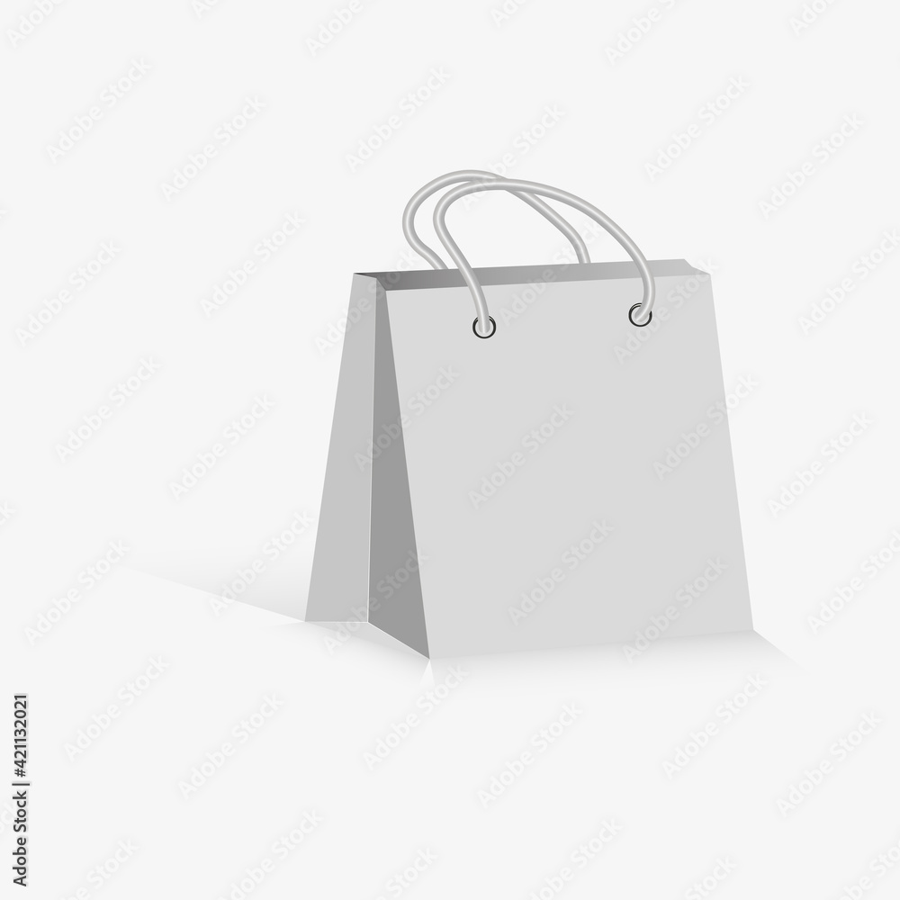 Paper bag.Empty Shopping Bag on white for advertising and branding.Flat drawing on white background. Vector Paper bag.Empty Shopping Bag on white for advertising and branding.Flat drawing on white background. Vector